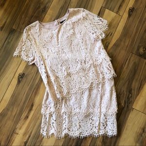 Lulu’s Light Pink Lace Two-piece Dress